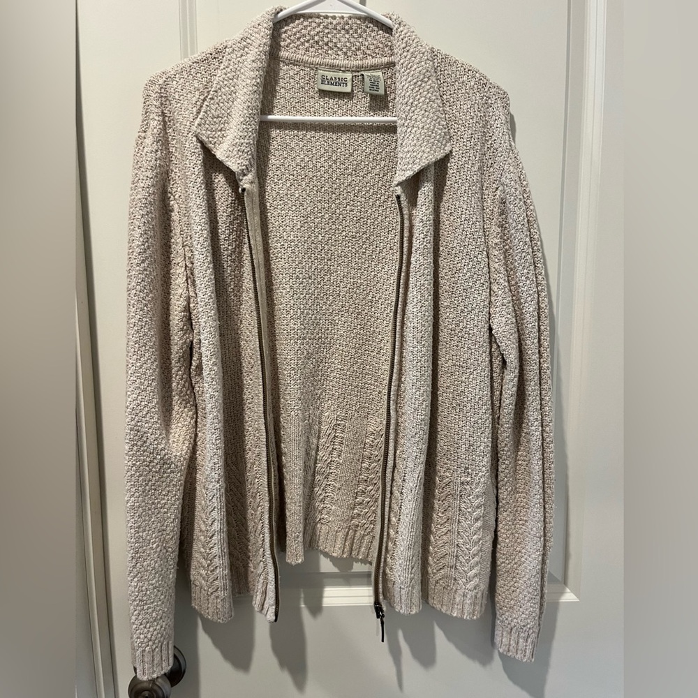 Vintage cream knit zip sweater